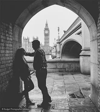 Under the arch of the Westminster Bridge