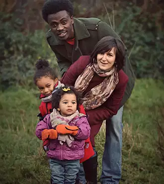 Lovely family in the woods