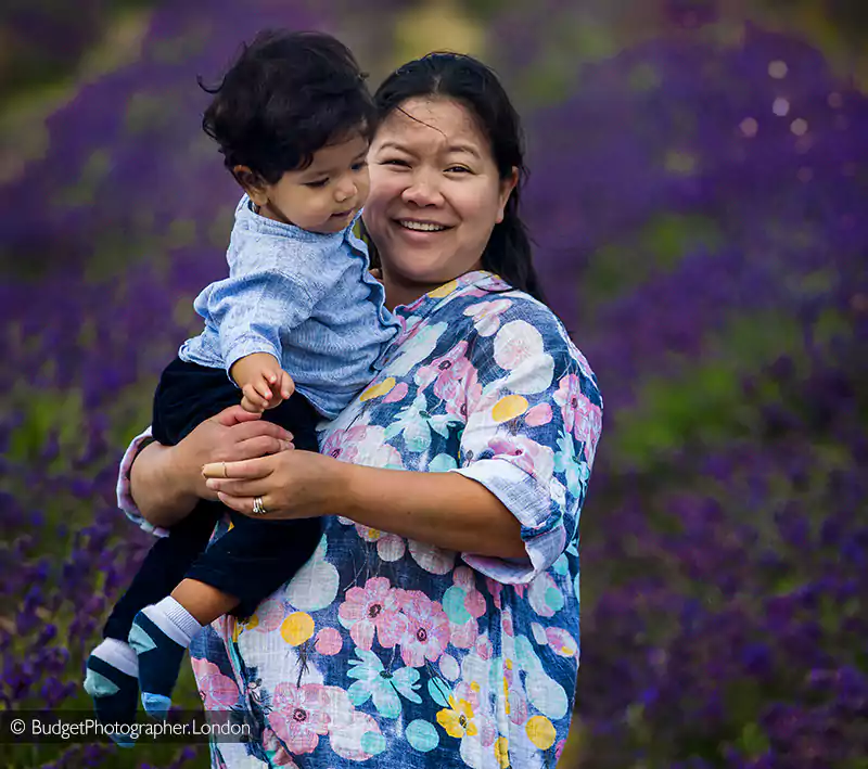 Mother and Son in Mayfield Lavender Field