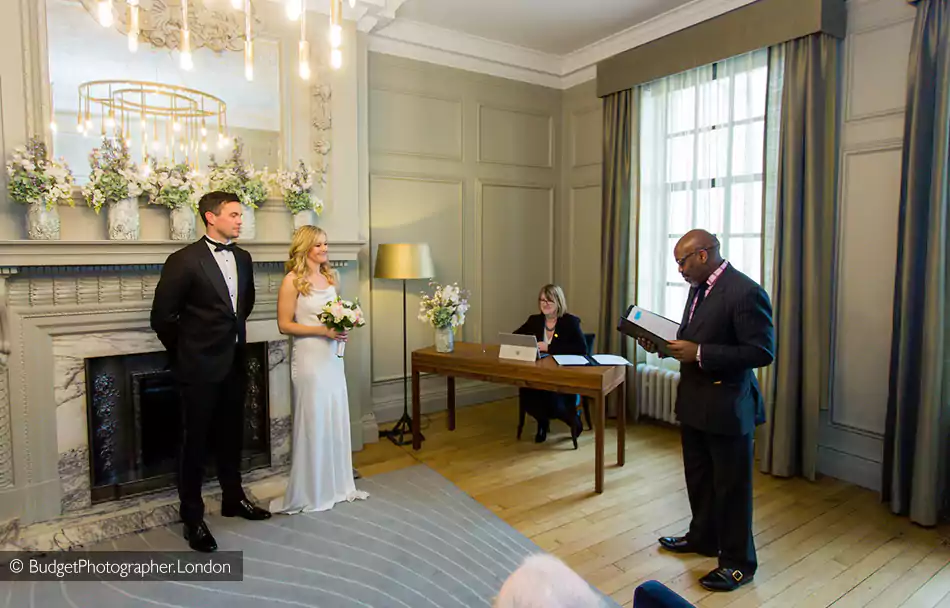 Civil ceremony in progress at The Marylebone Town Hall