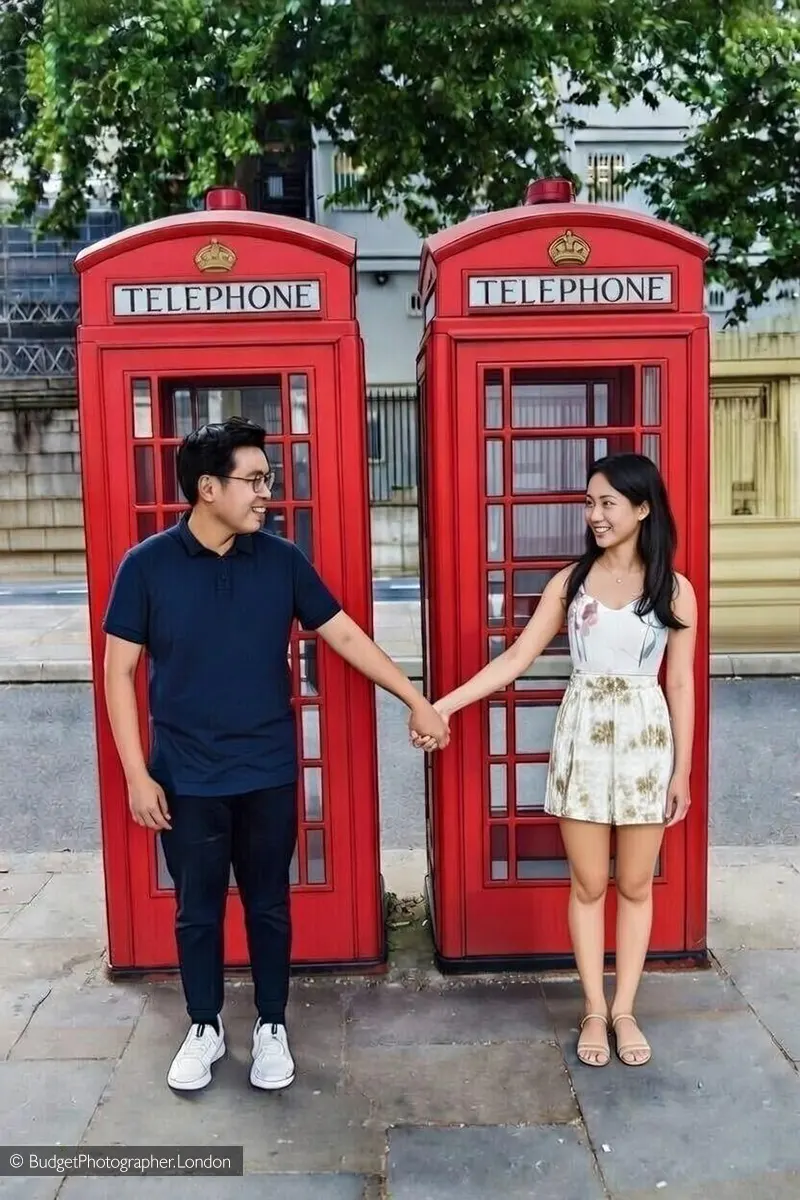 Couple with Red Telephone Booth
